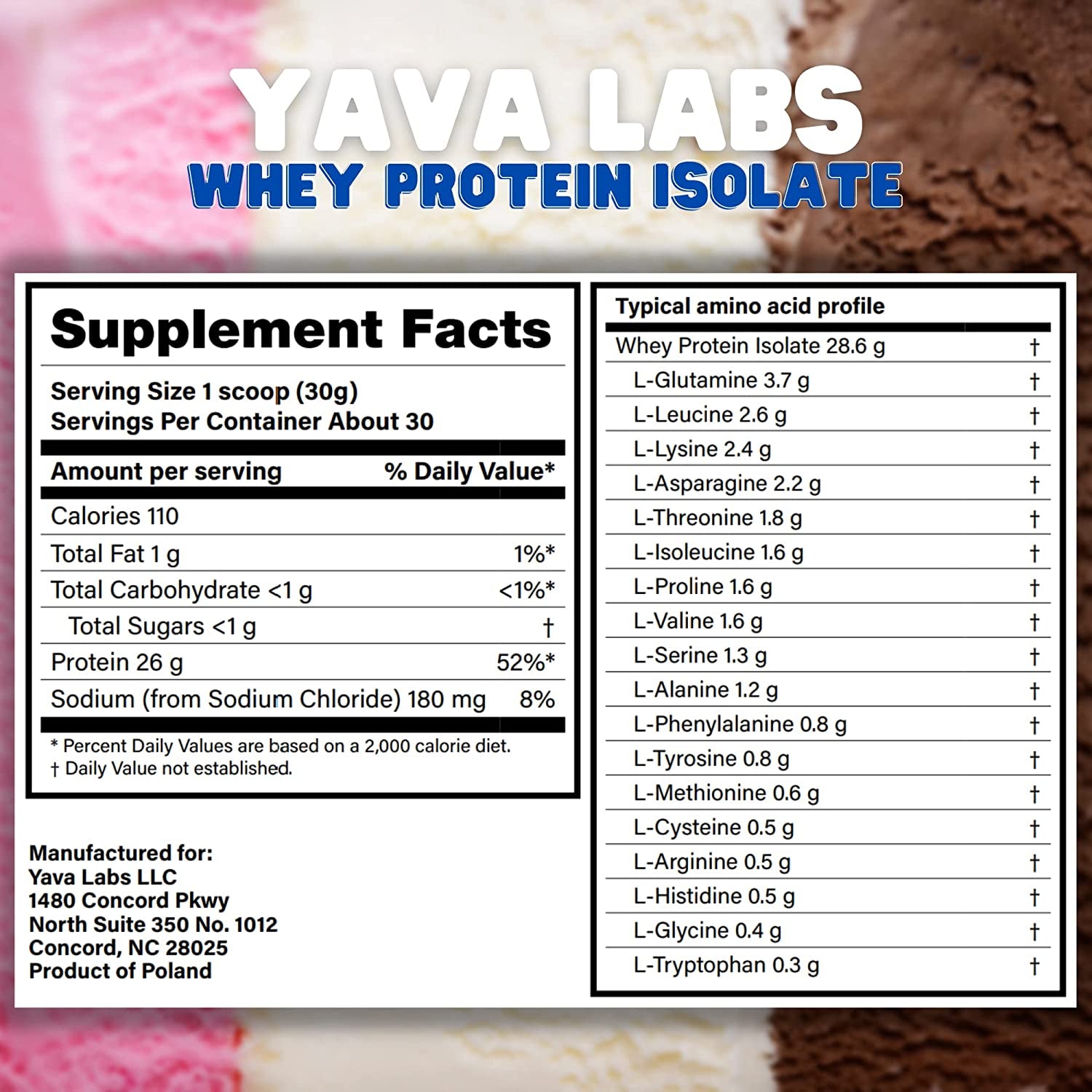 Yava Labs Isolate Whey Protein 2LBS (Chocolate Ice Cream)