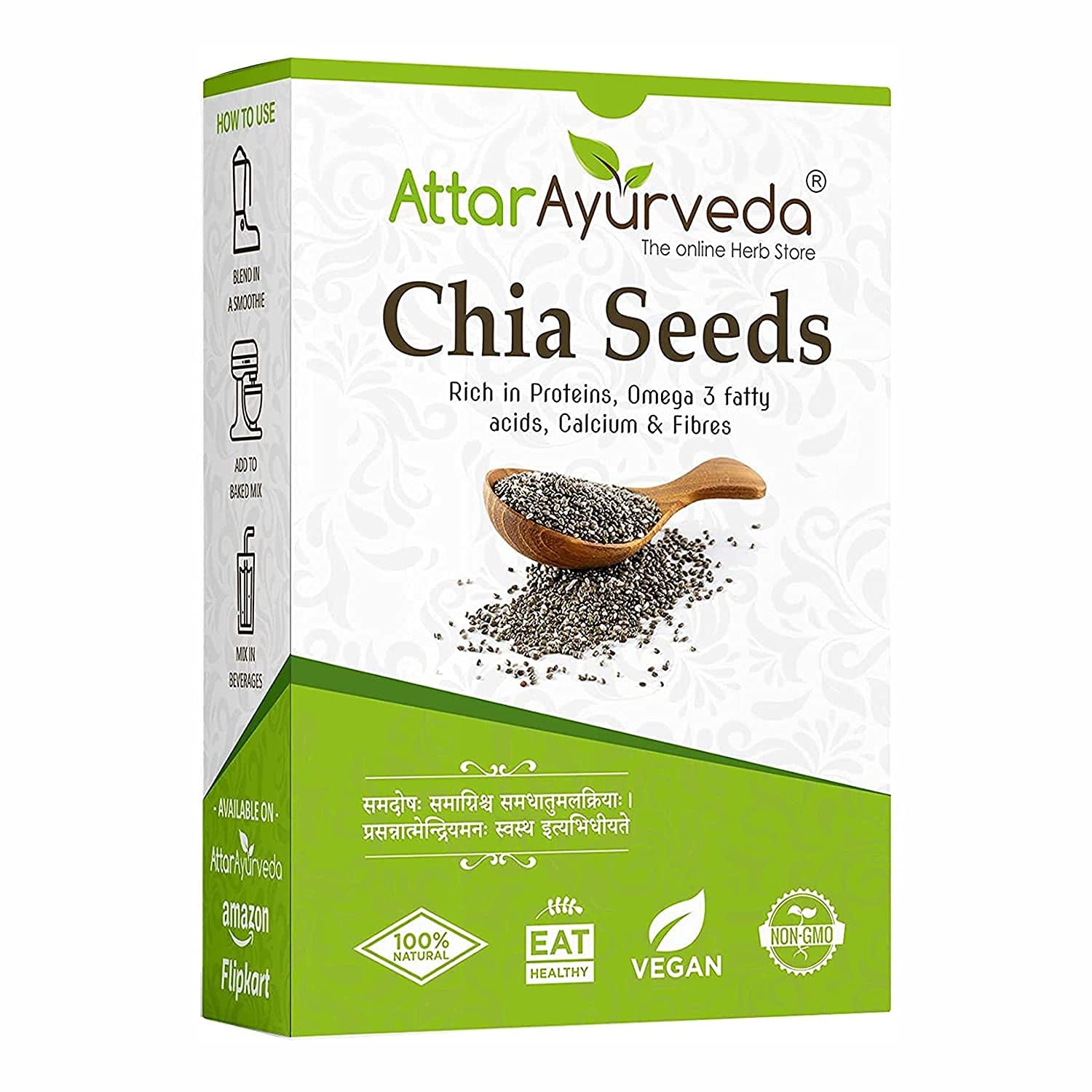 XLO Attar Ayurveda Chia Whole Seeds for Weight Loss Omega 3 250 Gm