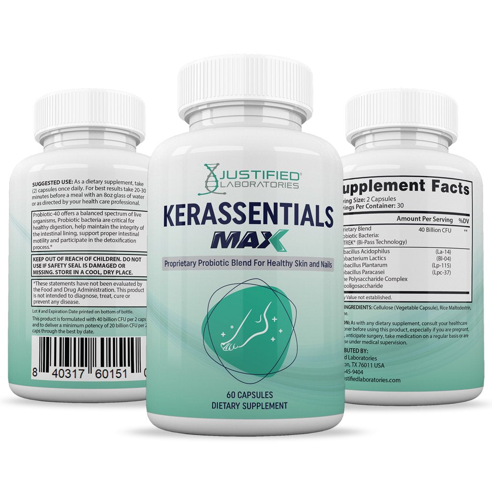 (3 Pack) Kerassentials Max 40 Billion CFU Probiotic Nail Support 180 Capsules