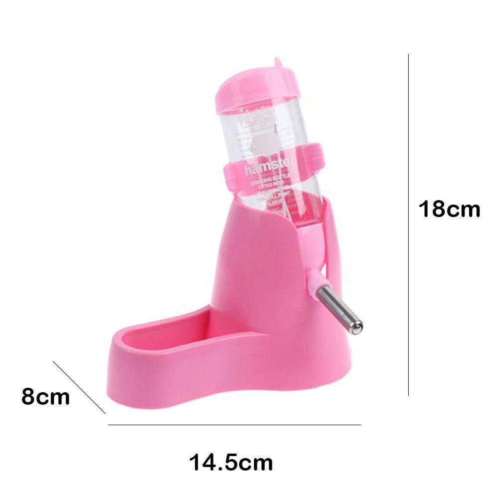 Hanging Guinea Pig Small Animals with Base Rabbit Water Bottle Hamster Food Container Water Feeding Bottles Hamster Water Bottle PINK