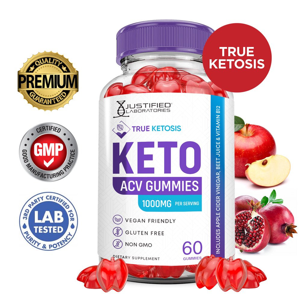 True Ketosis Keto ACV Gummies 1000MG Dietary Supplement 60 Gummys