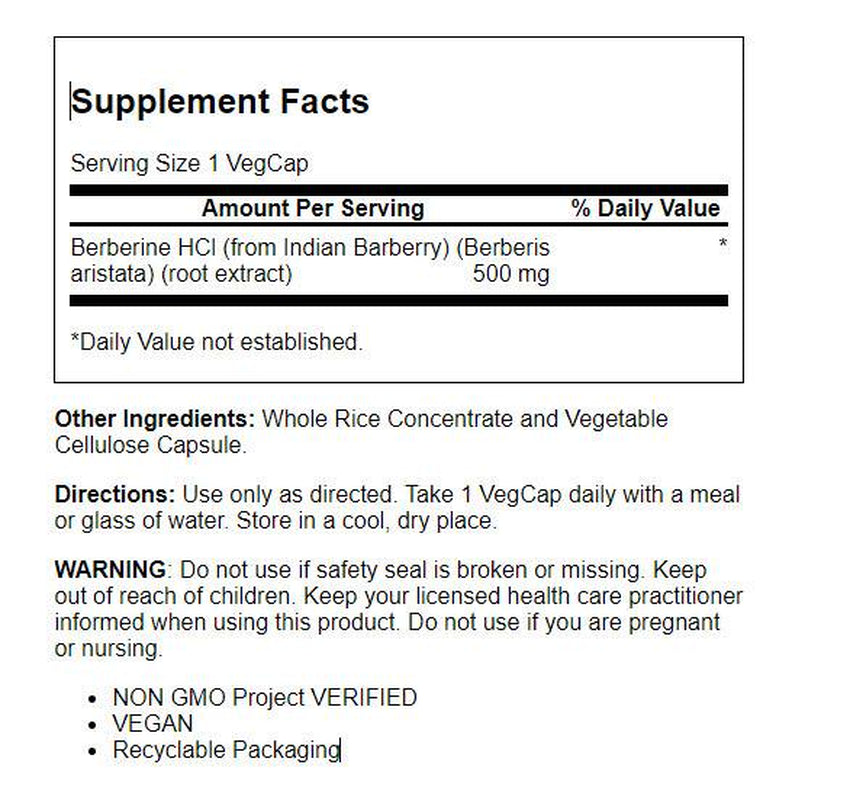 Solaray Berberine 500Mg from Indian Barberry Root Extract, Digestive & Immune Function Support, AMPK Metabolic Activator, Non-Gmo (60 CT)