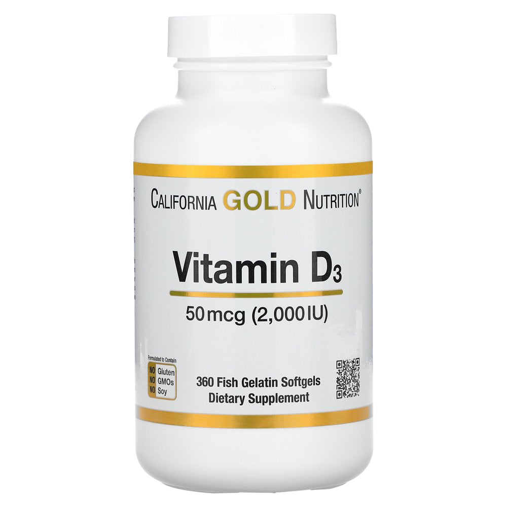 Vitamin D3, 50 Mcg (2,000 IU), 360 Fish Gelatin Softgels, California Gold Nutrition 2 Pack