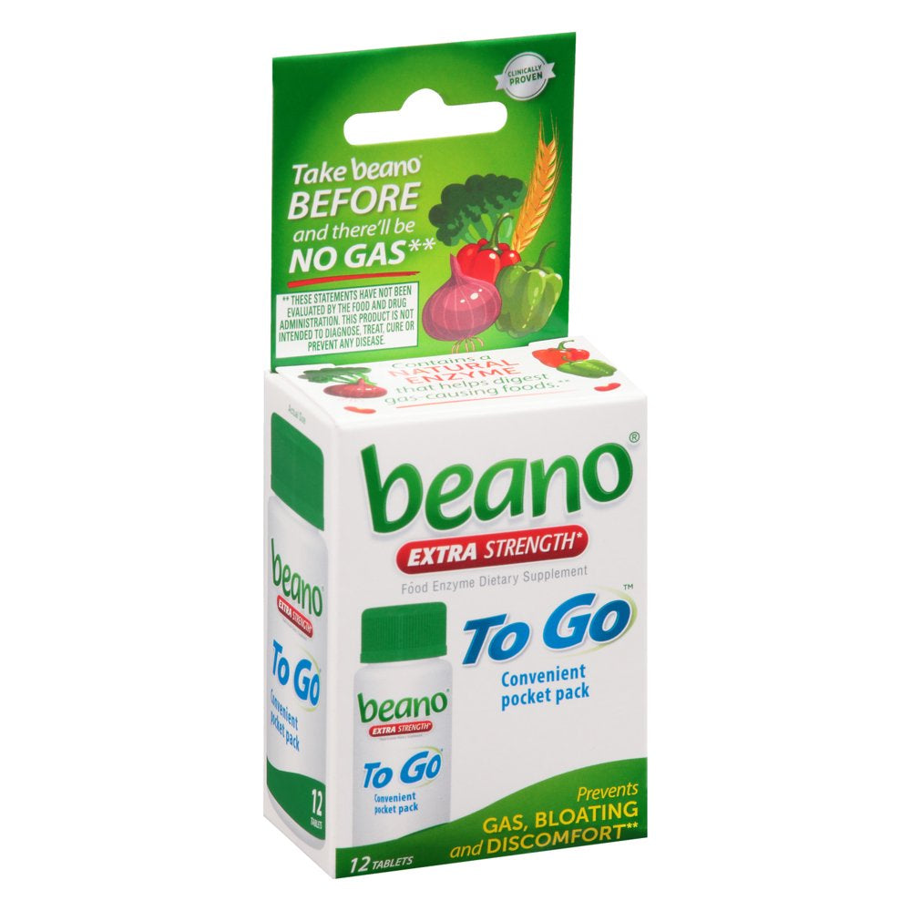 Beano to Go, Gas Prevention and Digestive Enzyme Supplement, 12 Count