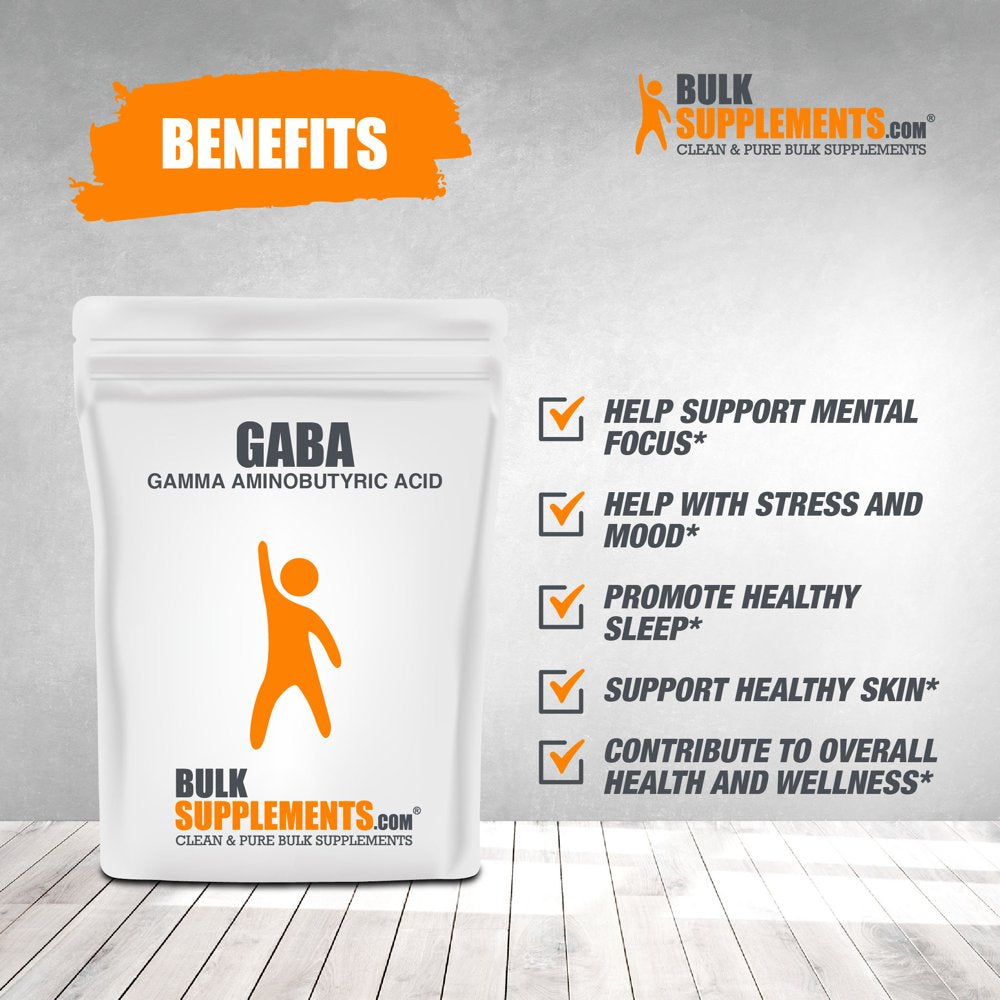 Bulksupplements.Com (GABA) Gamma Aminobutyric Acid Powder - Sleep Supplement - Focus Aid - GABA Supplements - Sleep Powder (500 Grams - 1.1 Lbs)