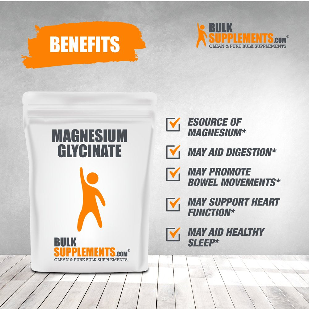 Bulksupplements.Com Magnesium Glycinate Powder, 2200Mg - Magnesium Supplement (1KG - 454 Servings)