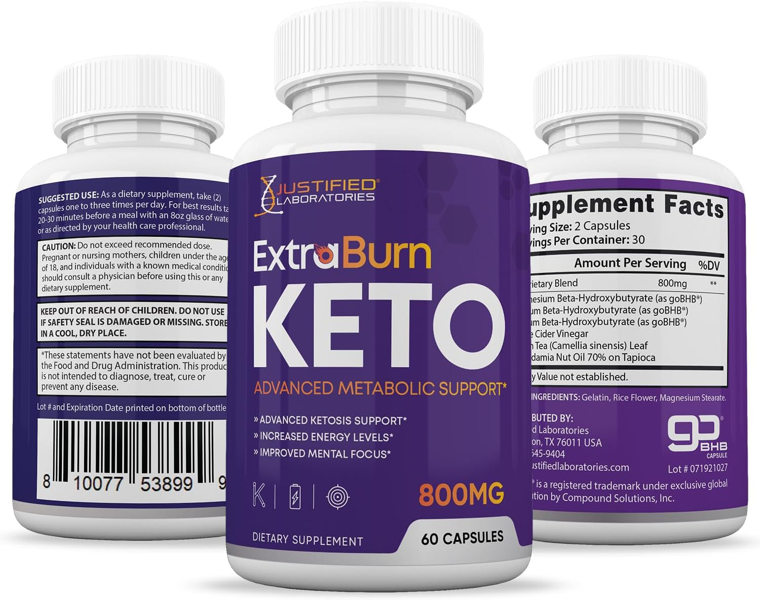 (2 Pack) Extra Burn Keto Pills 800MG Includes Patented Gobhb® Exogenous Ketones Advanced Ketosis Support for Men Women 120 Capsules