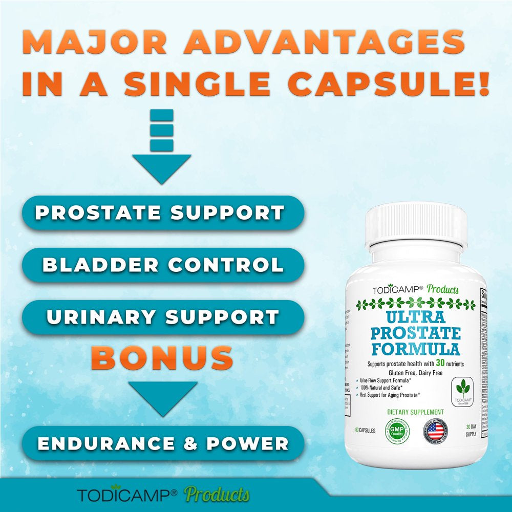 Todicamp'S Bladder Control Pills & Prostate Health Supplement for Men - 30 Components - Saw Palmetto, Zinc, Pygeum, Graviola & Quercetin