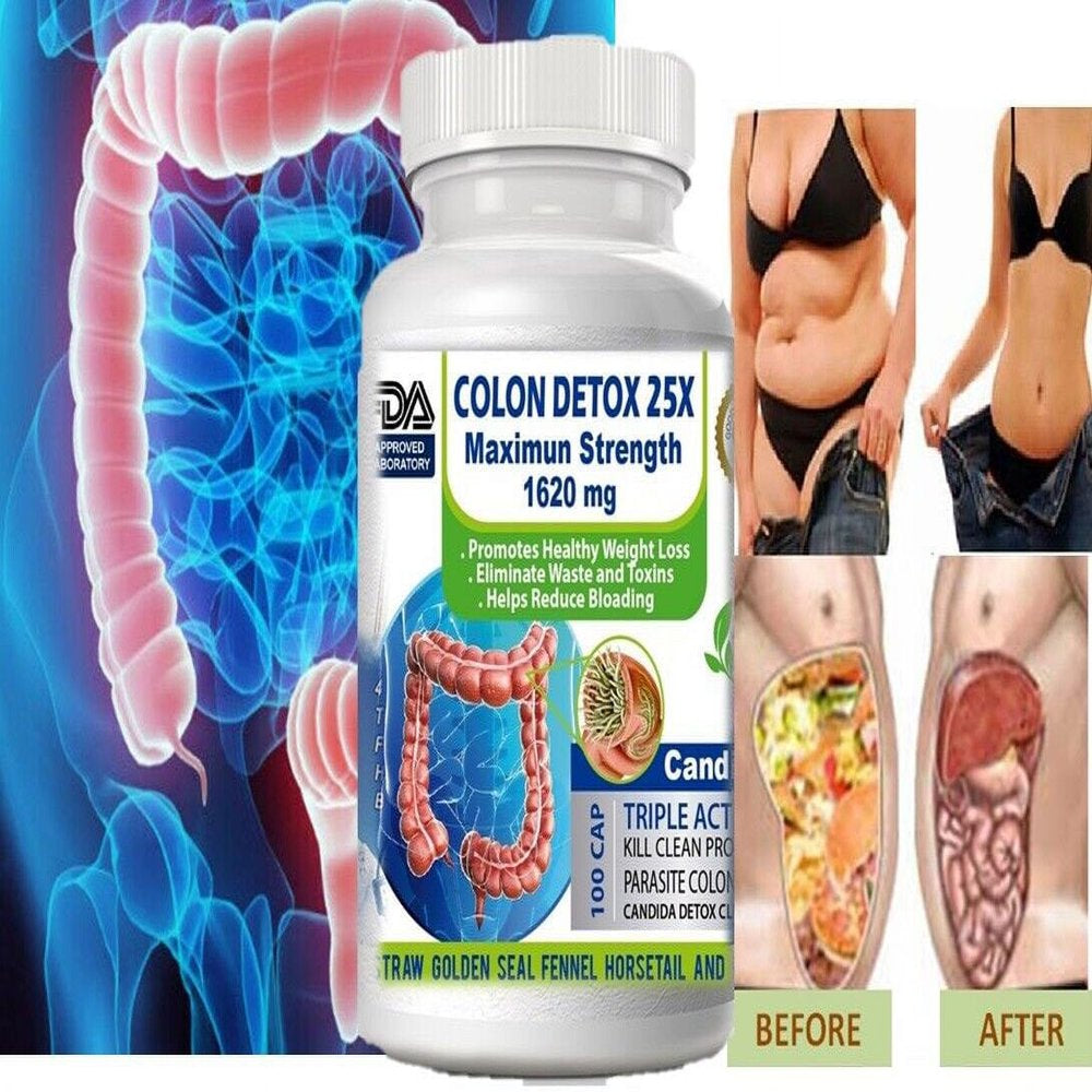 COLON DETOX Body Cleanse Maximum Strength Cleansing Diet Weight Loss Pills - 100 Capsules (Pack of 2)