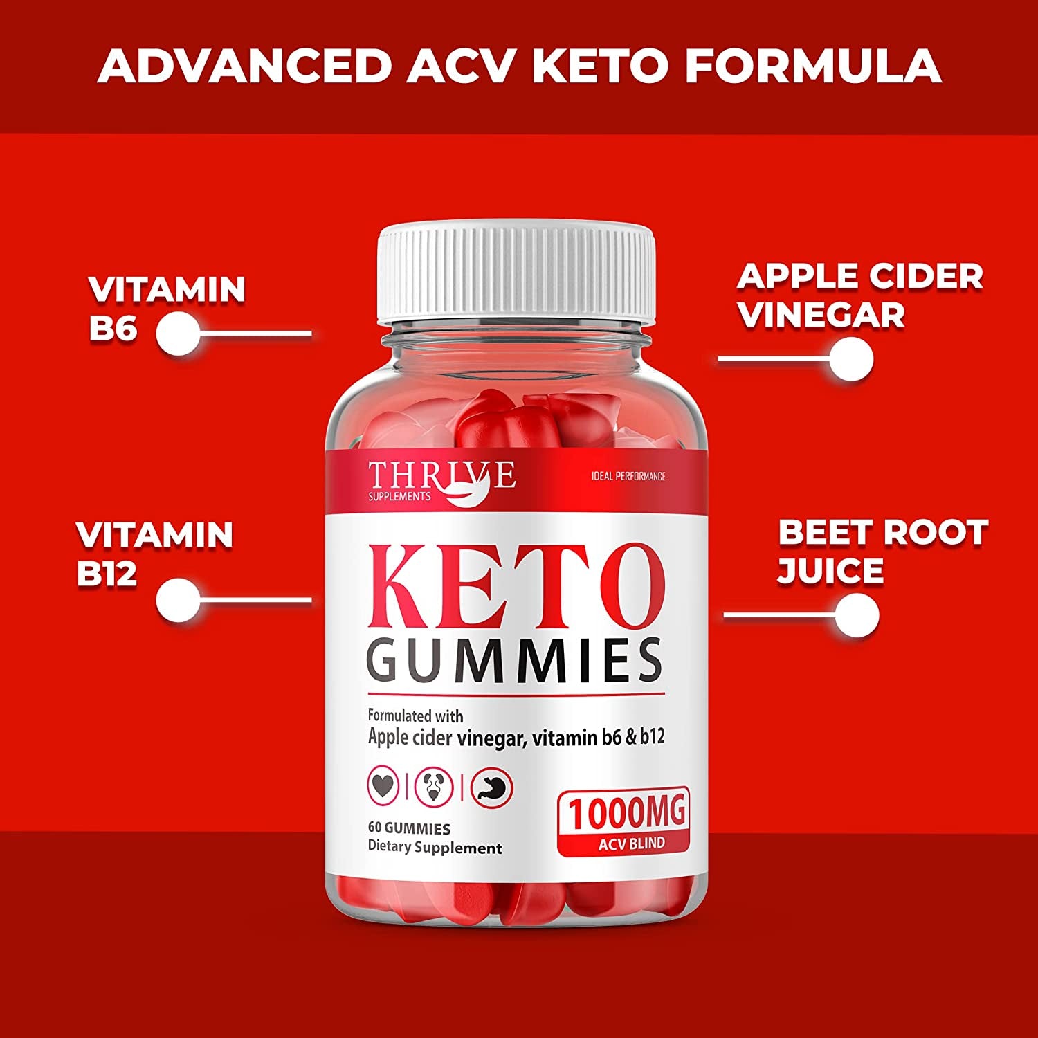 Thrive Ketos Gummies Thrive Ketos ACV Gummies Thrive Ketos Gummy Bears (60 Gummies)