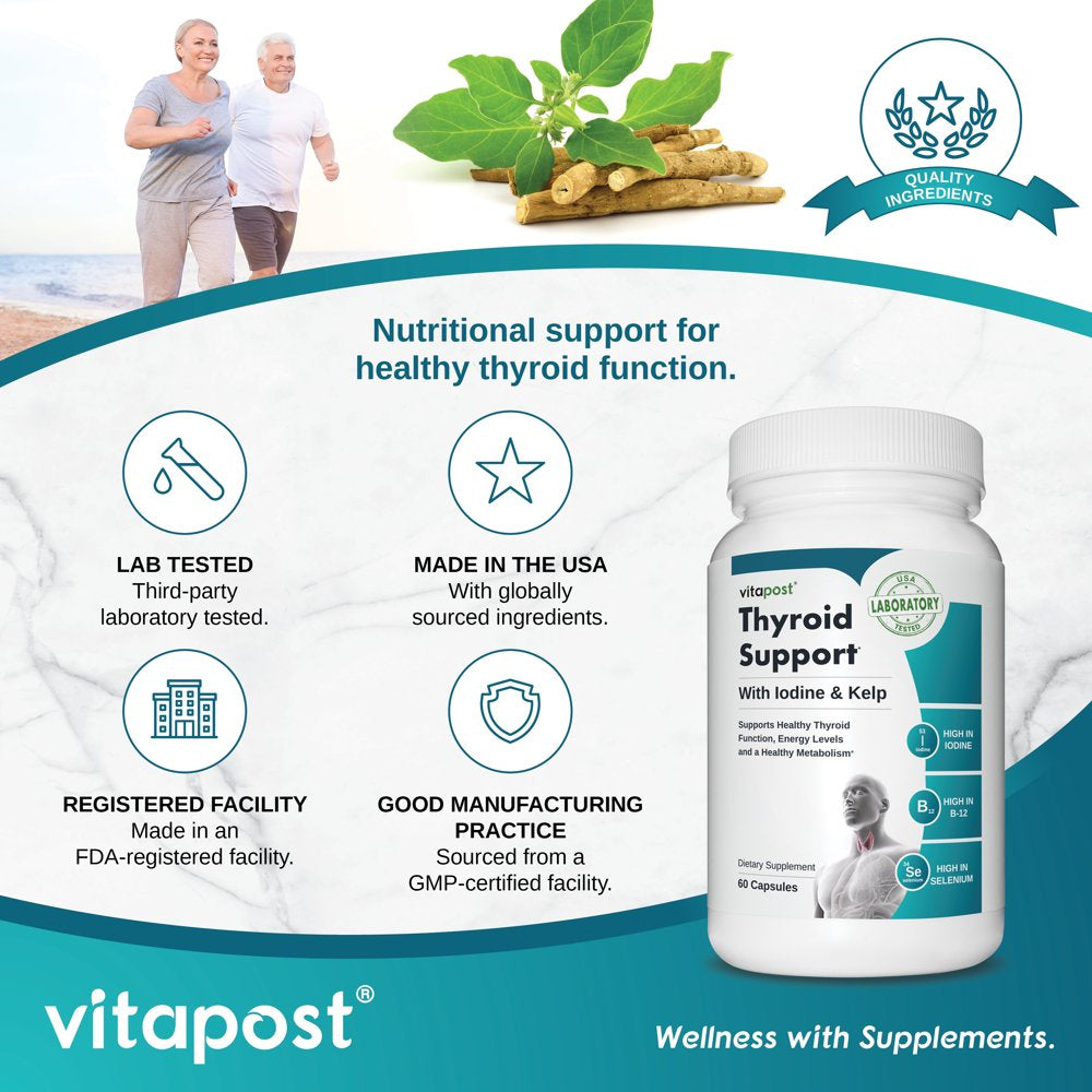 Vitapost Thyroid Support Supplement with Iodine, Kelp - 60 Capsules