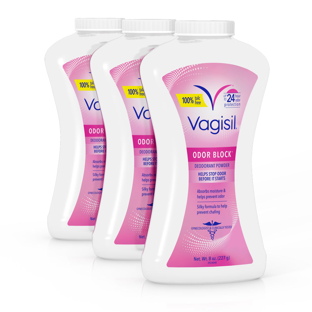 Vagisil Daily Intimate Deodorant Powder, with Odor Block Protection, Talc-Free, 8 Oz, 3 Pack