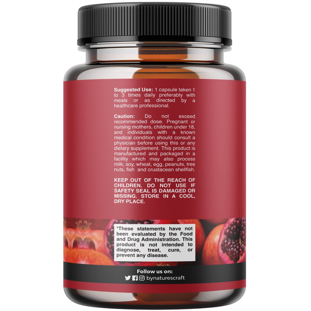 Advanced Antioxidant Superfood Pomegranate Supplement - Natural Pomegranate Extract Polyphenols Supplement for Heart Health and Joint Support - Reds Superfood Powder Capsules for Men and Women 180Ct