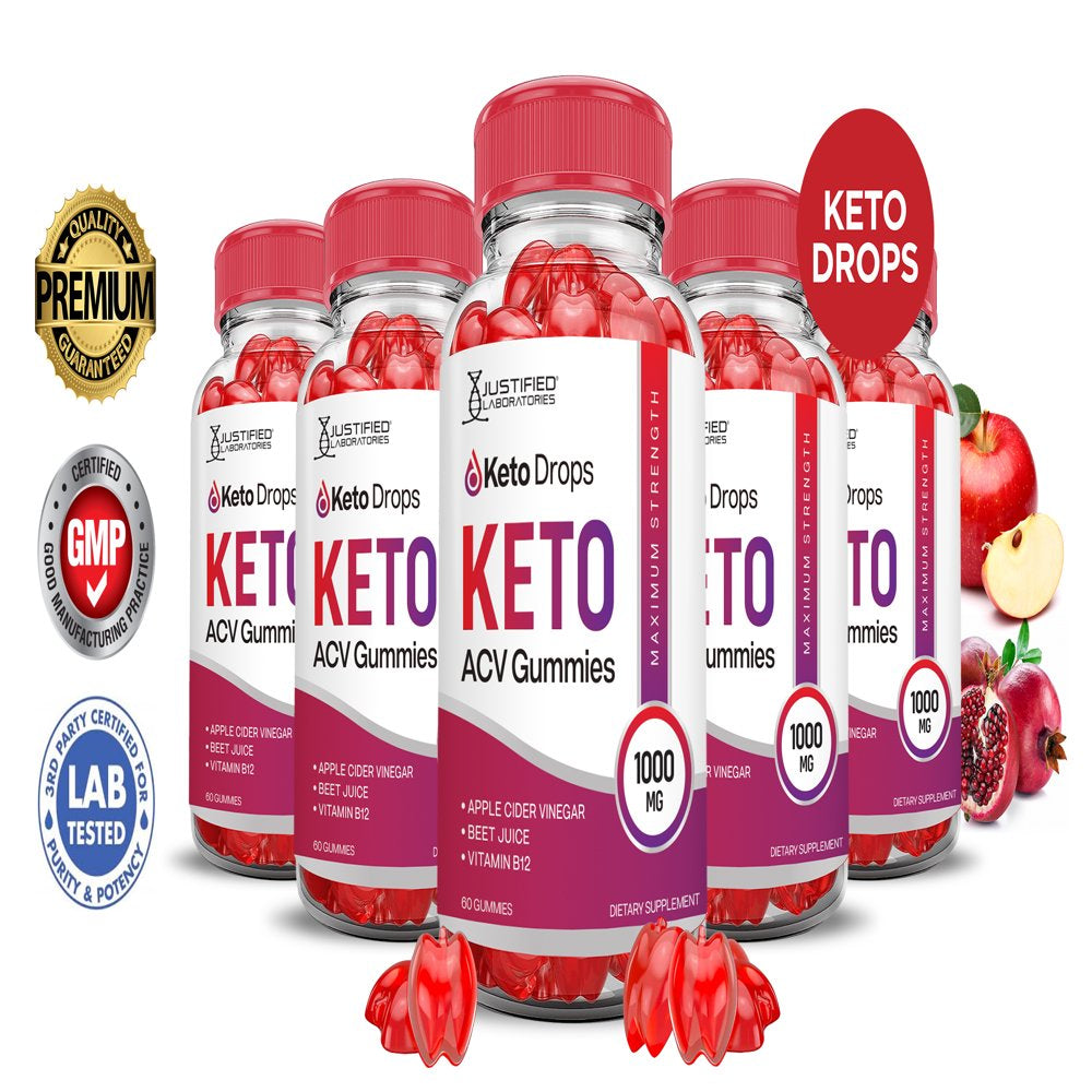 (5 Pack) Keto Drops Keto ACV Gummies 1000MG Dietary Supplement 300 Gummys