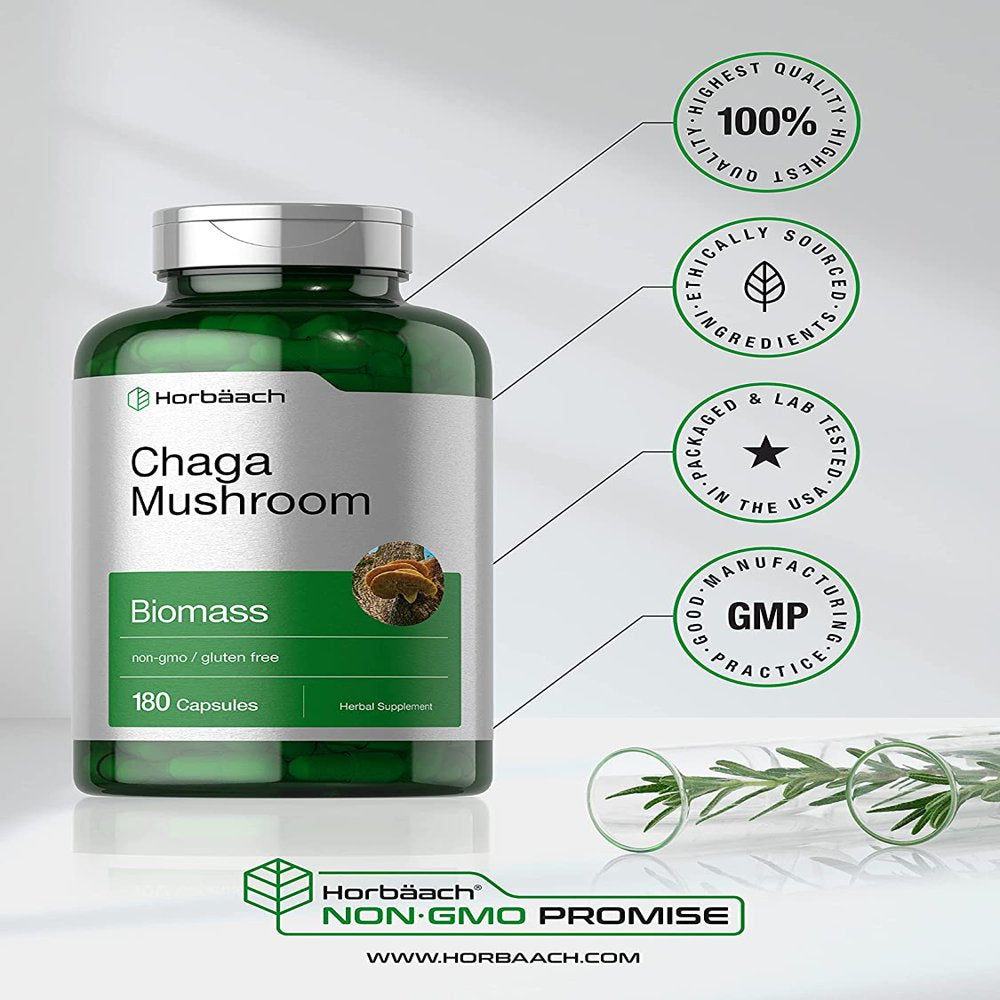 Chaga Mushroom Supplement | 180 Capsules | by Horbaach