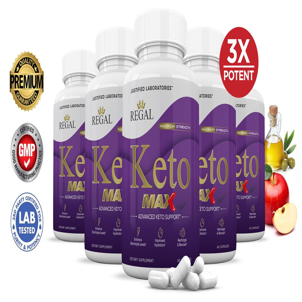 (5 Pack) Regal Keto Max 1200MG Pills Includes Apple Cider Vinegar Gobhb 300 Capsules