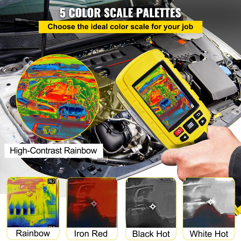 VEVOR Thermal Imaging Camera, 60X60 (3600 Pixels) IR Resolution Infrared Camera with 2.8" Color Display Screen, Built-In SD Card and Li-Ion Battery, for HVAC, Electrical System Automatic Detect