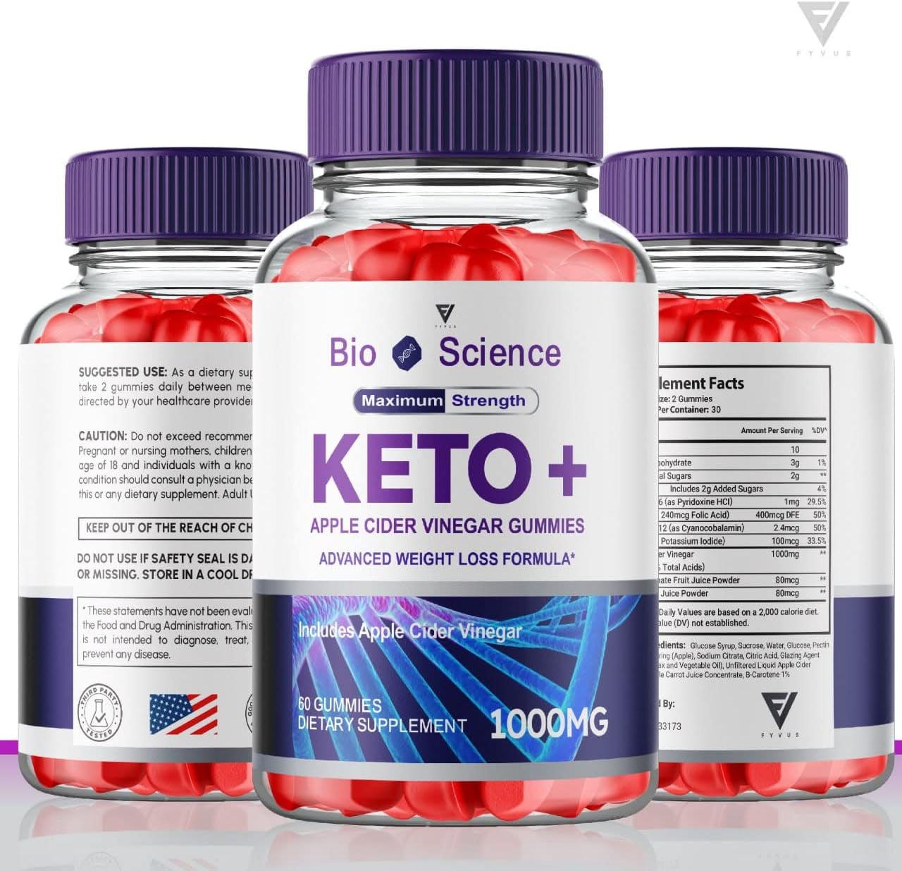 Bioscience Keto ACV Gummies Bioscience Keto Gummies for Weight Loss plus - Bio Science Keto Apple Cider Vinegar Gummies Supplement 1000MG Folate Beet Root Juice (60 Gummies)