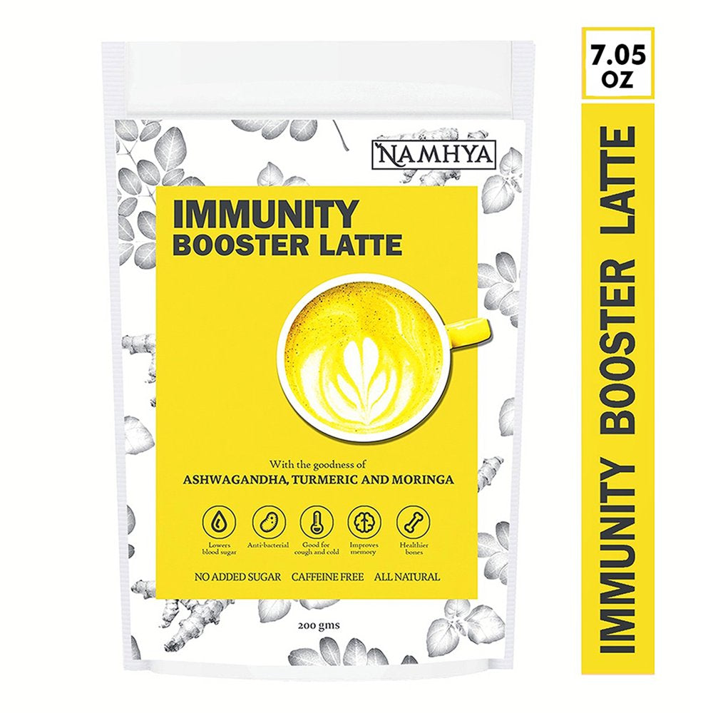 NAMHYA Immunity Booster Latte, 100% Natural with Goodness of Turmeric, Ashwagandha, Coconut Flakes, Tulsi (Basil) & Moringa, 3.53 Oz (100 Grams)