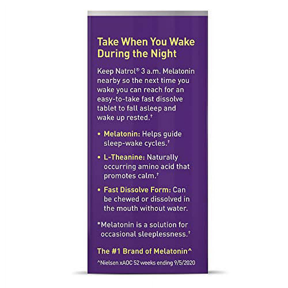 Natrol, 3 A.M. Melatonin Sleep Aid Strengthens Immune System 100 Drugfree and Natural Lavender Vanilla Flavor Fast Dissolve Tablets, 60 Count