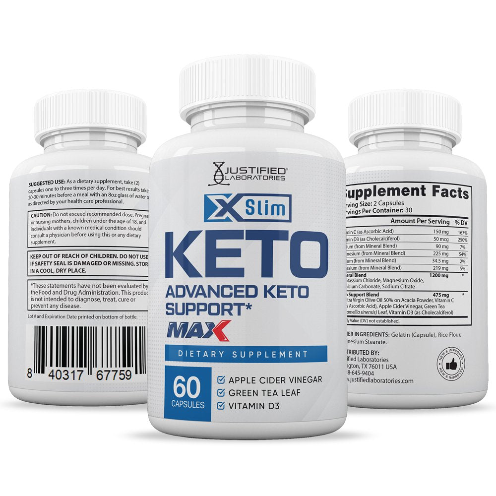 (3 Pack) Xslim Keto ACV MAX Pills 1675Mg Alternative to Gummies Dietary Supplement 180 Capsules