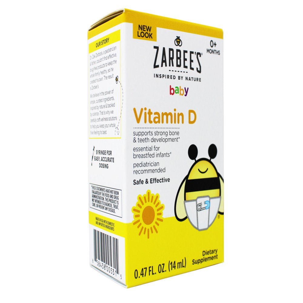 Zarbee'S Baby Vitamin D Supplement, Baby Vitamin D Drops for Infants, Drug-Free, 0.47 Fl Oz - Pack of 2