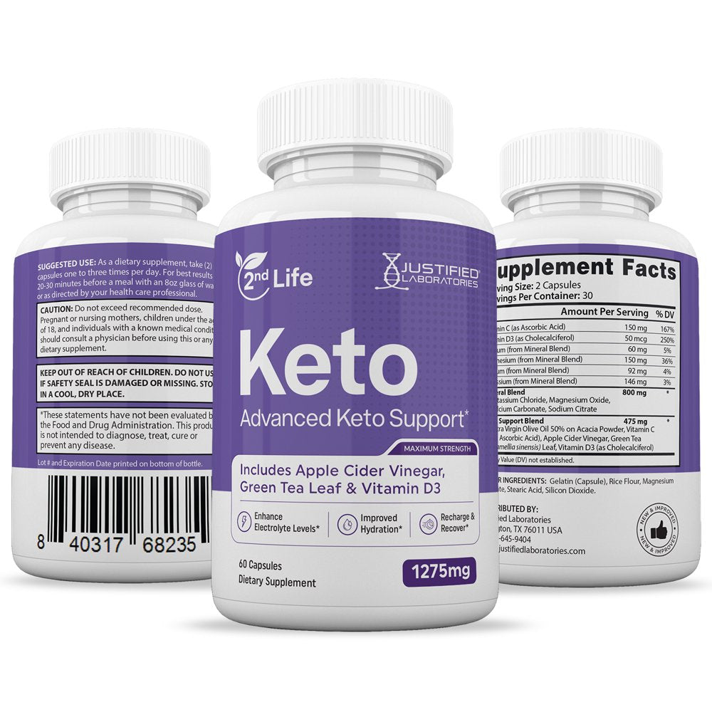 2Nd Life Keto ACV Pills 1275Mg Alternative to Gummies Dietary Supplement 300 Capsules