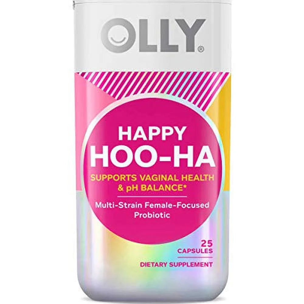 OLLY Happy Hoo-Ha Capsules, Probiotic for Women, Vaginal Health and Ph Balance, 10 Billion CFU, Gluten Free - 25 Count