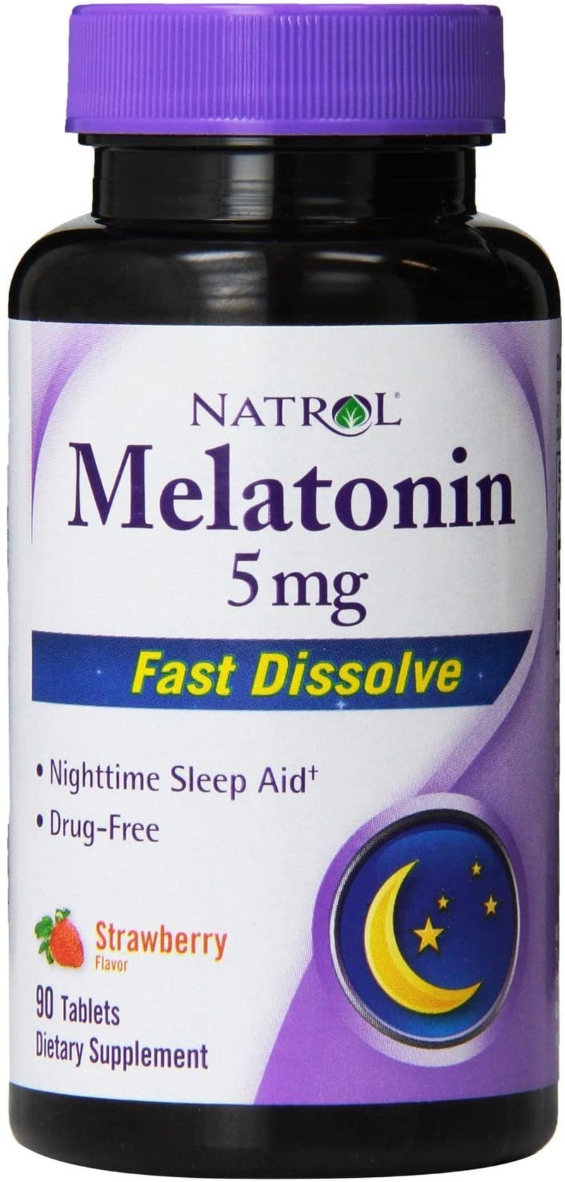 Natrol Fast Dissolve Melatonin 5 Mg Tablets, Strawberry 90 Ea Pack of 3