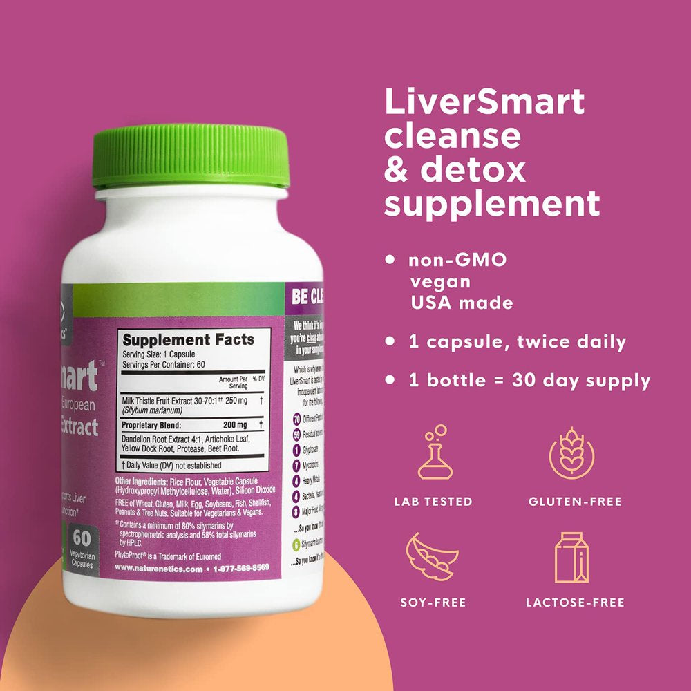 Liver Cleanse Detox & Repair Formula | Quality Liver Support Supplement with Milk Thistle & Silymarin +5 Extra Liver Health Ingredients | Vegan, Non-Gmo, Lab Tested, USA Made | 60 Caps (1)
