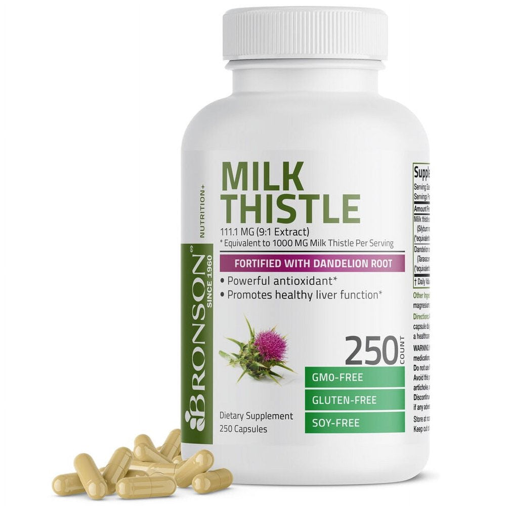 Milk Thistle 1000Mg (Silymarin) W/ Dandelion Root Liver Support 250 Capsule