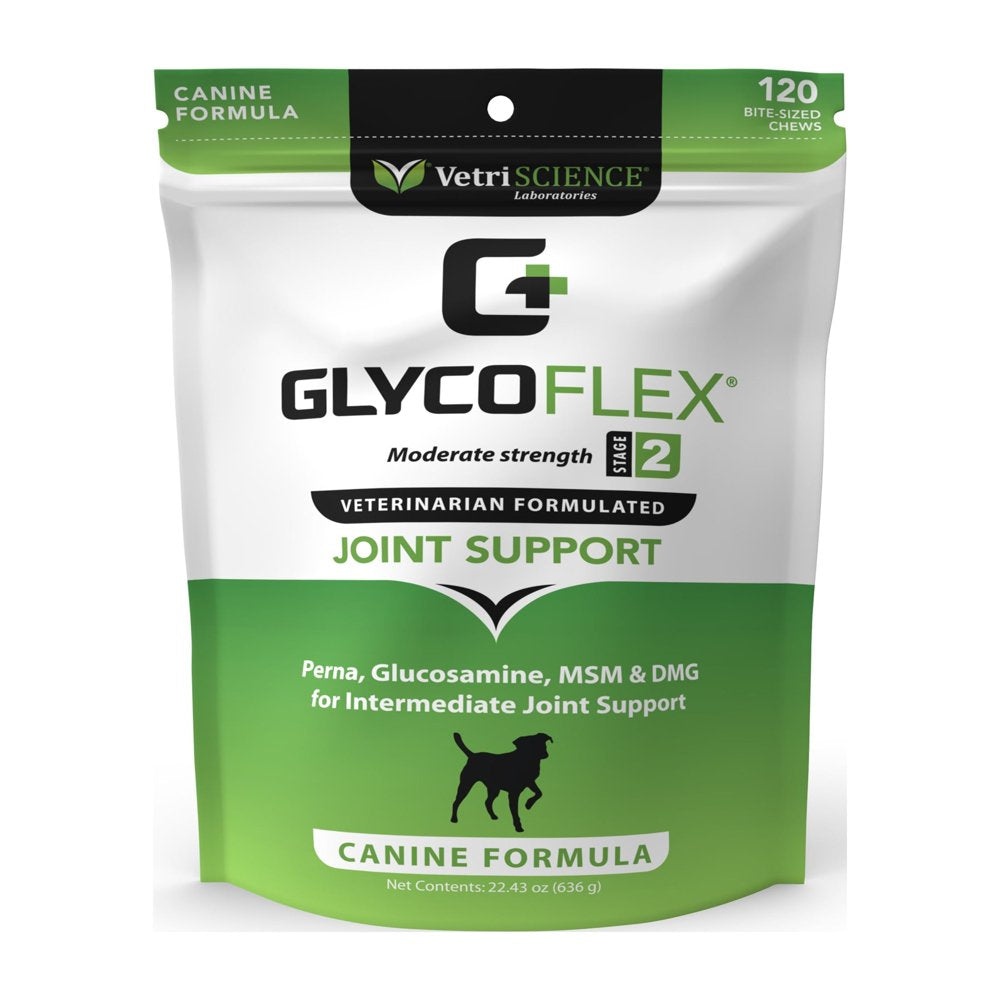 Vetriscience Glycoflex Stage 2 Hip and Joint Supplement for Working and Active Dog Breeds, Chicken Liver Flavor, 120 Chews