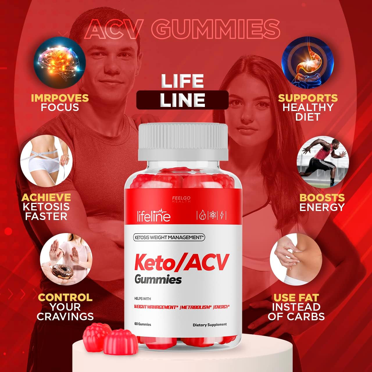 2 Pack - Lifeline Keto - Life Line Keto ACV Pro Gummies, Advanced Keto + Apple Cider Vinegar Lifelines plus Gummys, Luxe, AVC, Lines, Lifelinegumies, Gummie (120 Gummys for 2 Month)