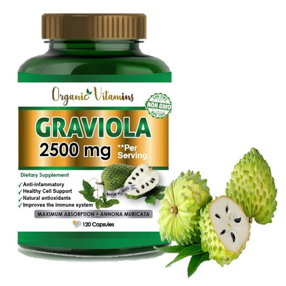 Graviola Capsules 2500Mg Pure Natural Soursop Capsules Leaves Fruit Powder - 120 Capsules (Pack of 10)