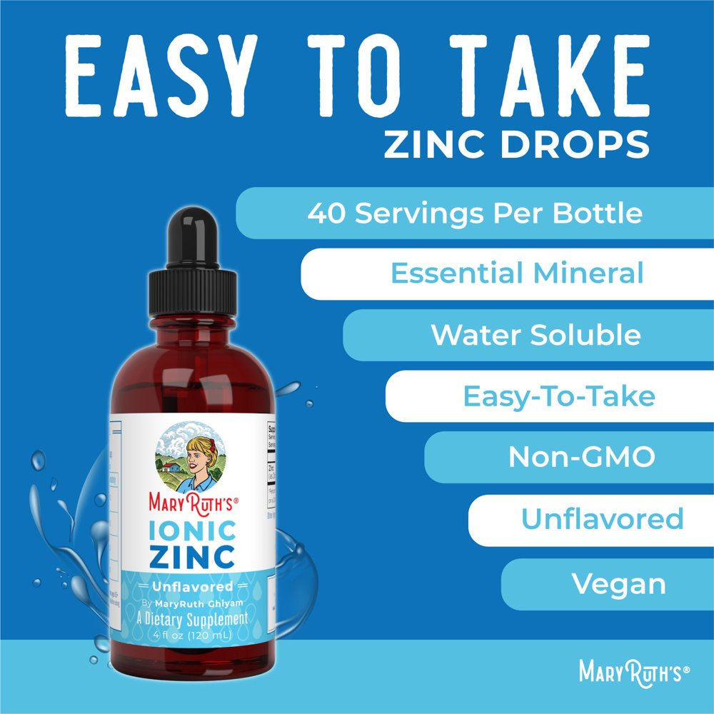 Zinc Supplements for Immune Support | Ionic Zinc for Kids & Adults | Liquid Zinc Supplement | 40 Day Supply | Zinc Sulfate | Skin Care Supplement | Vegan | Gluten Free | Glycerin Based | 4 Oz