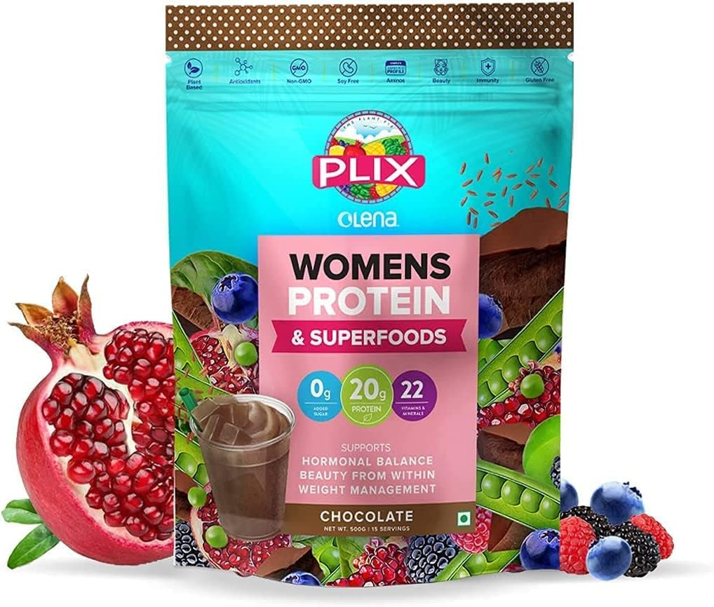 BETT Plix Olena Women'S Protein Superfoods for Hormonal Balance Weight Management and Healthy Hair Skin, Brown, Chocolate, 500G