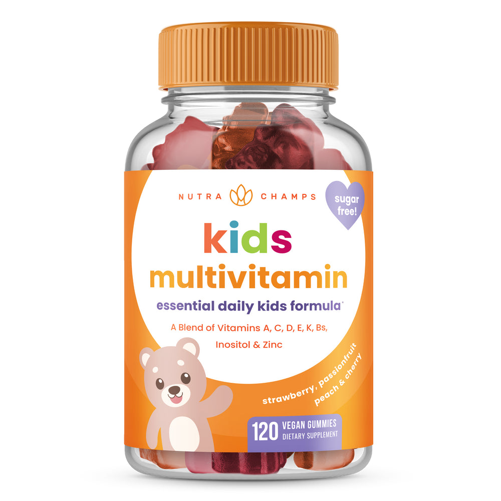 Nutrachamps Kids Multivitamin Gummies | Multivitamin for Kids | Sugar Free Kids Vitamins | Vegan & Non-Gmo | Gluten Free | Strawberry, Passionfruit, Peach & Cherry | 120 Gummy Vitamins for Kids
