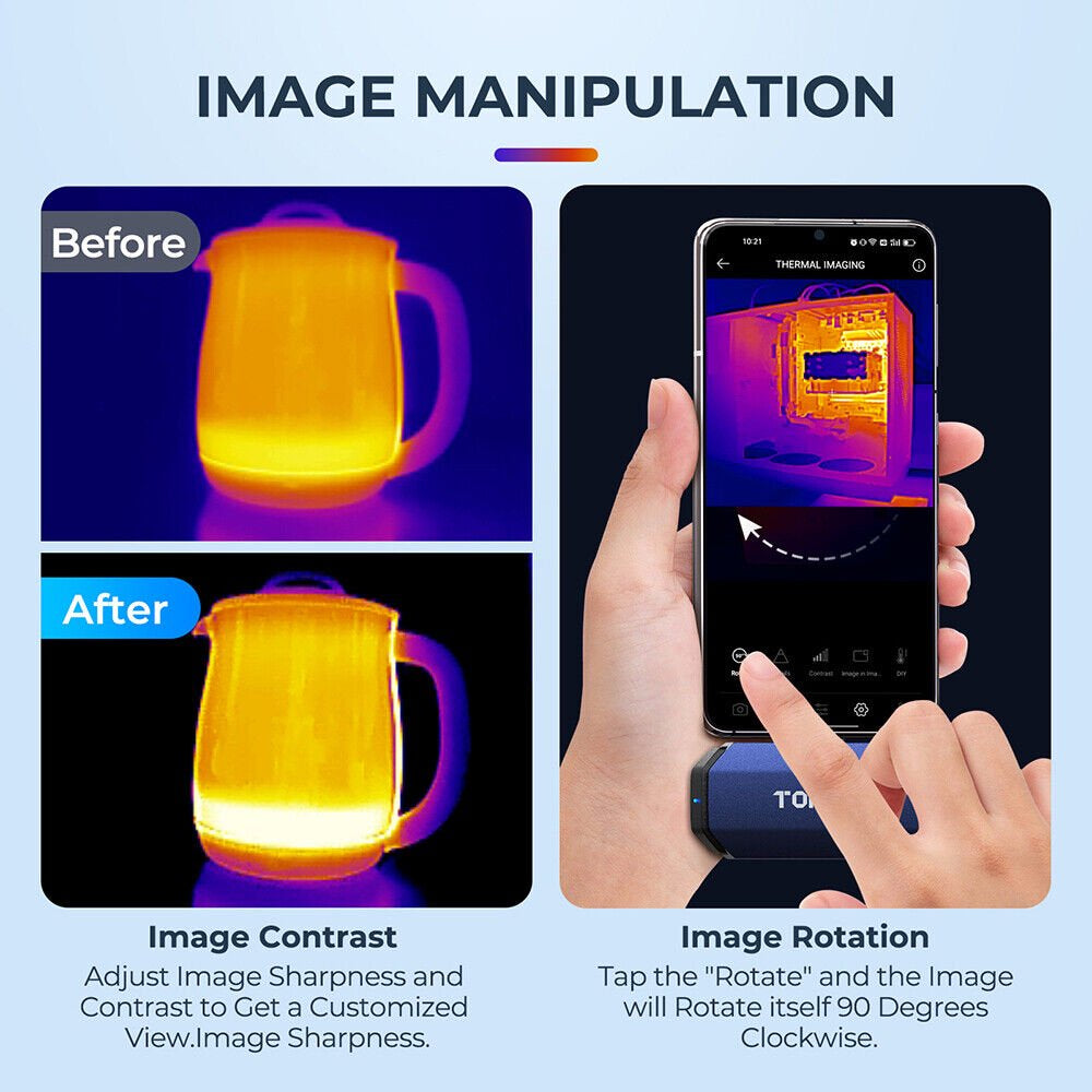 TOPDON TC001 Thermal Imaging Camera, 256X192 IR High Resolution, Optimized Temperature Accuracy for PC, Smartphones & Tablets