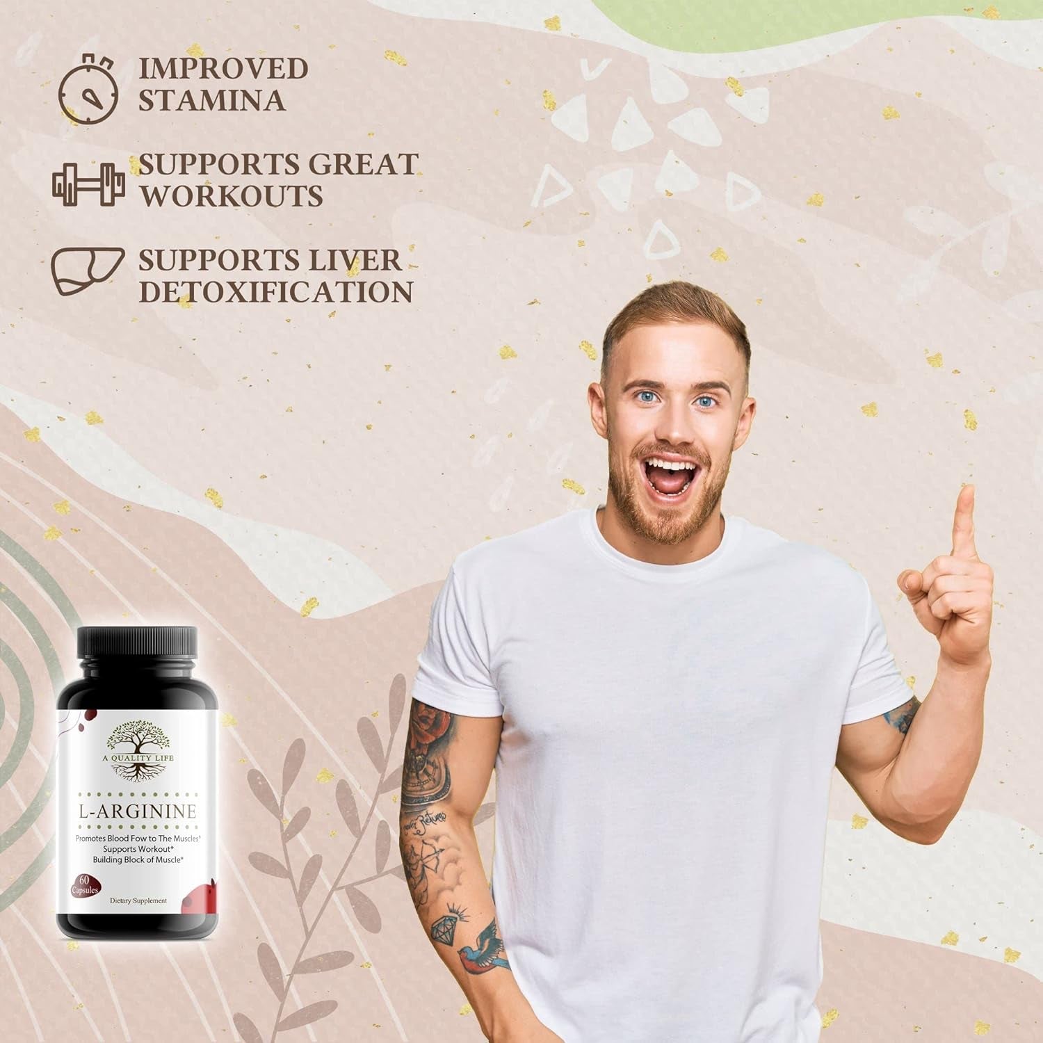 A QUALITY LIFE Extra Strength L Arginine Supplements for Stamina, Muscle, Vascularity & Energy