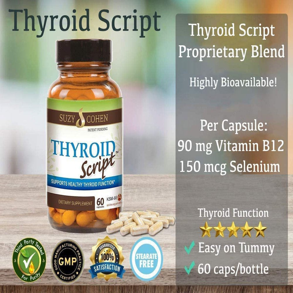 Thyroid Script Supplement - Supports Healthy Thyroid, T3 Activation, Immunity - Adrenal and Energy Function - by Suzy Cohen