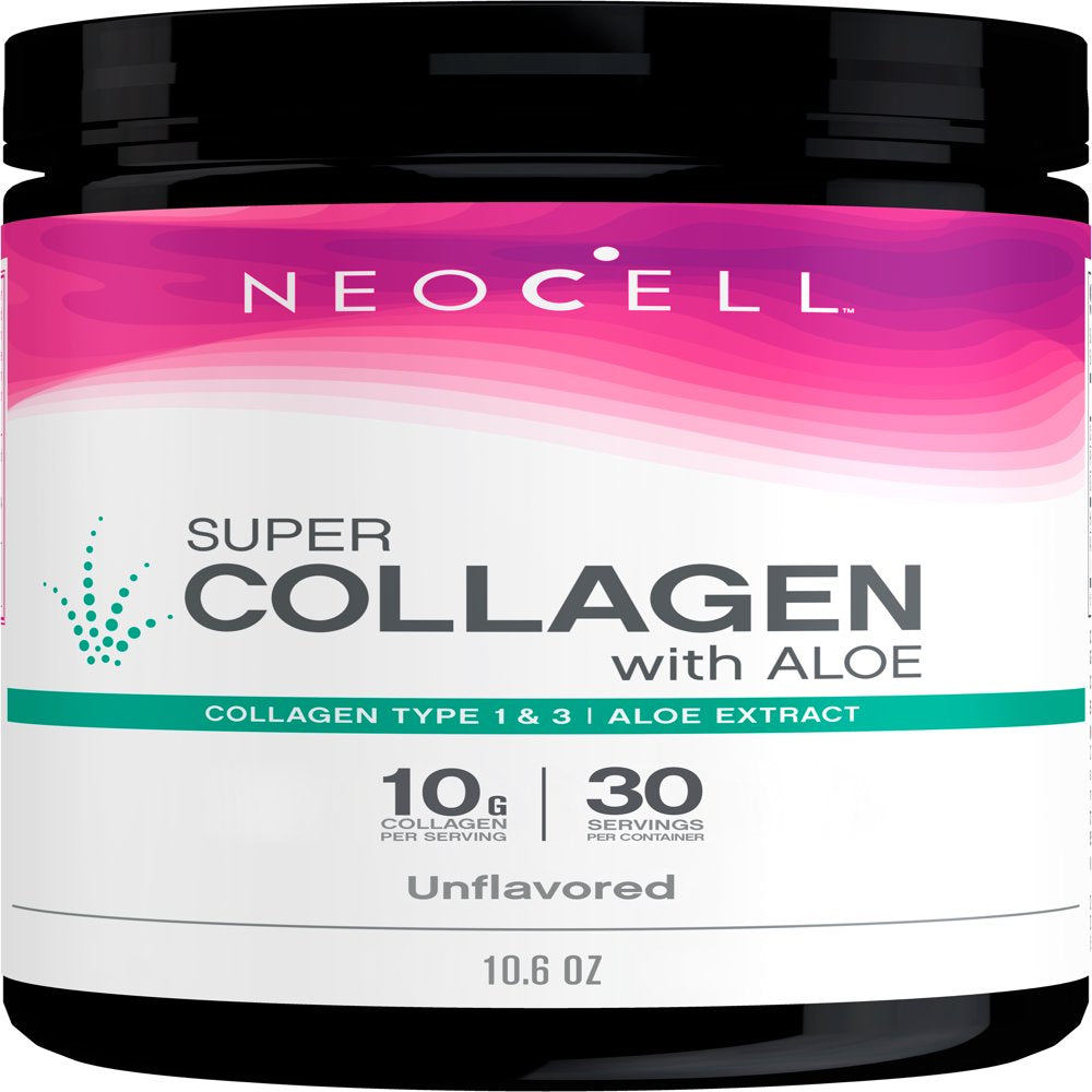 Neocell Super Collagen Peptides Aloe Dietary Supplement Powder, Unflavored, 10 G, 10.6 Oz
