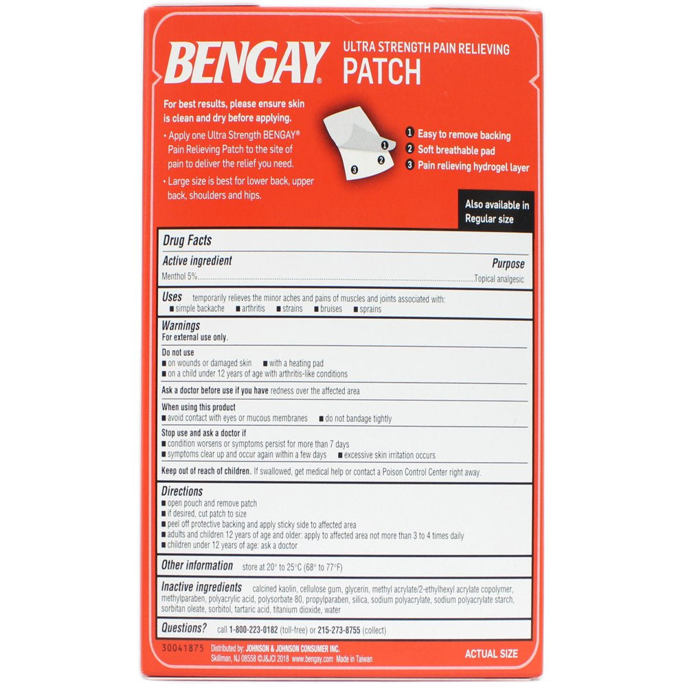 2 Pack - Bengay Ultra Strength, Pain Relieving Patch, Large Size, 4 Count Each