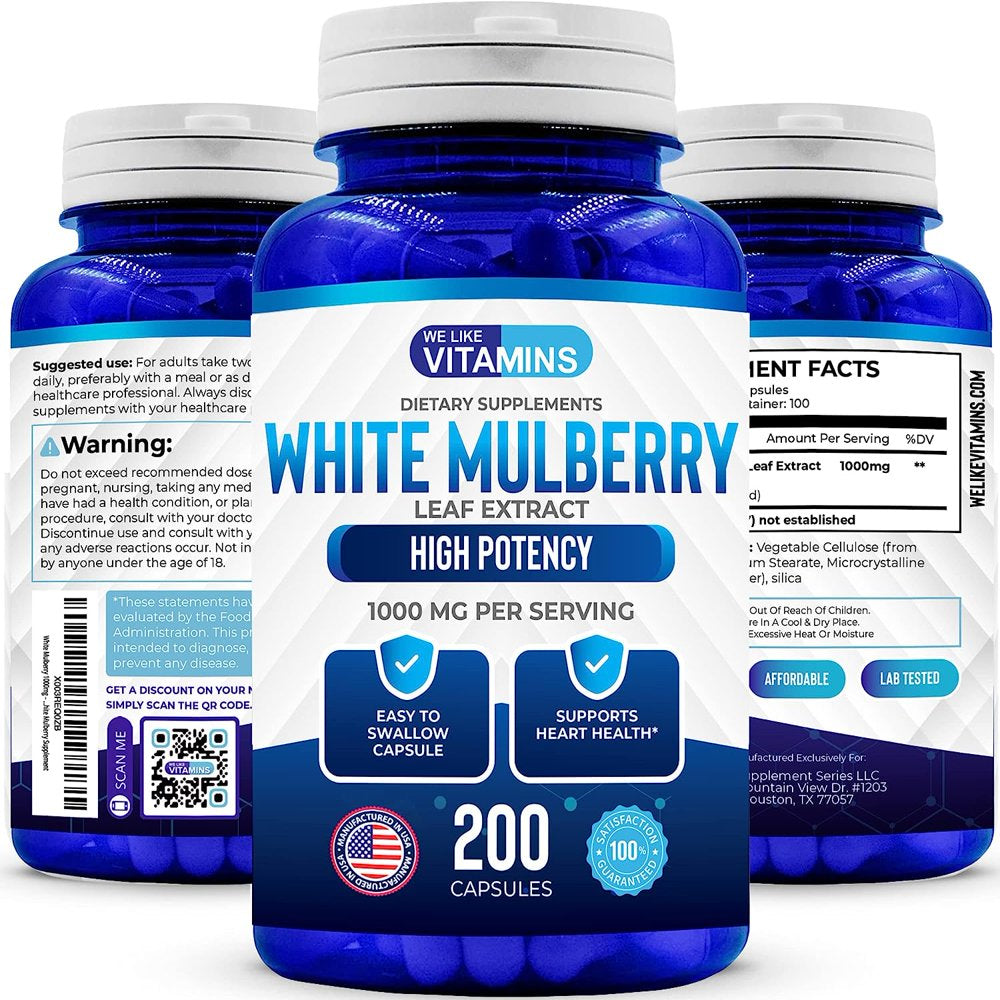 We like Vitamins White Mulberry Supplement Blood Sugar Support Appetite Suppressant 200 Capsules