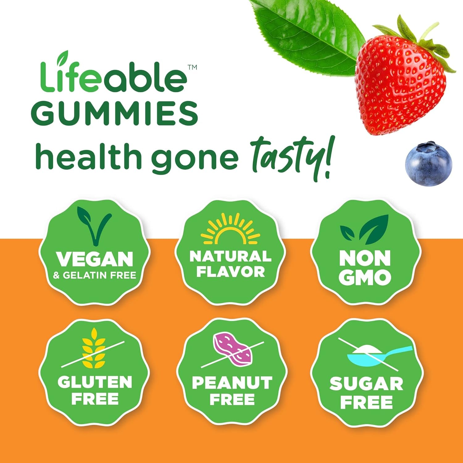 Lifeable Sugar Free Probiotic + Prebiotic Fiber, Gummies Bundle - Great Tasting, Vitamin Supplement, Gluten Free, GMO Free, Chewable Gummy