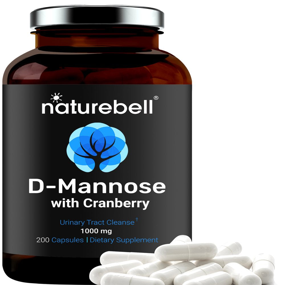 Naturebell 2-In-1 D-Mannose with Cranberry Extract 1000Mg, 200 Capsules