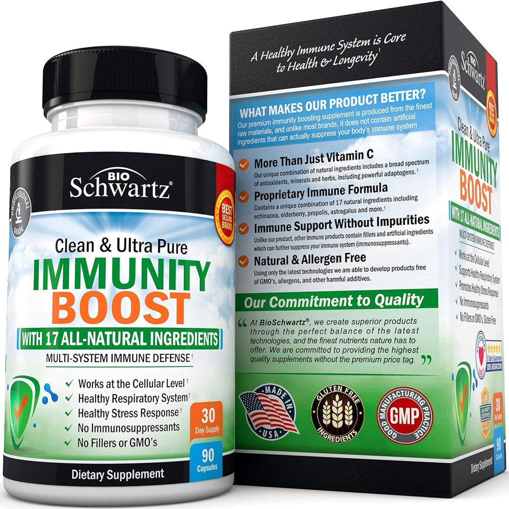 Bioschwartz Immunity Boost Supplement | Natural Immune Defense Antioxidant Vitamins | 90 Ct