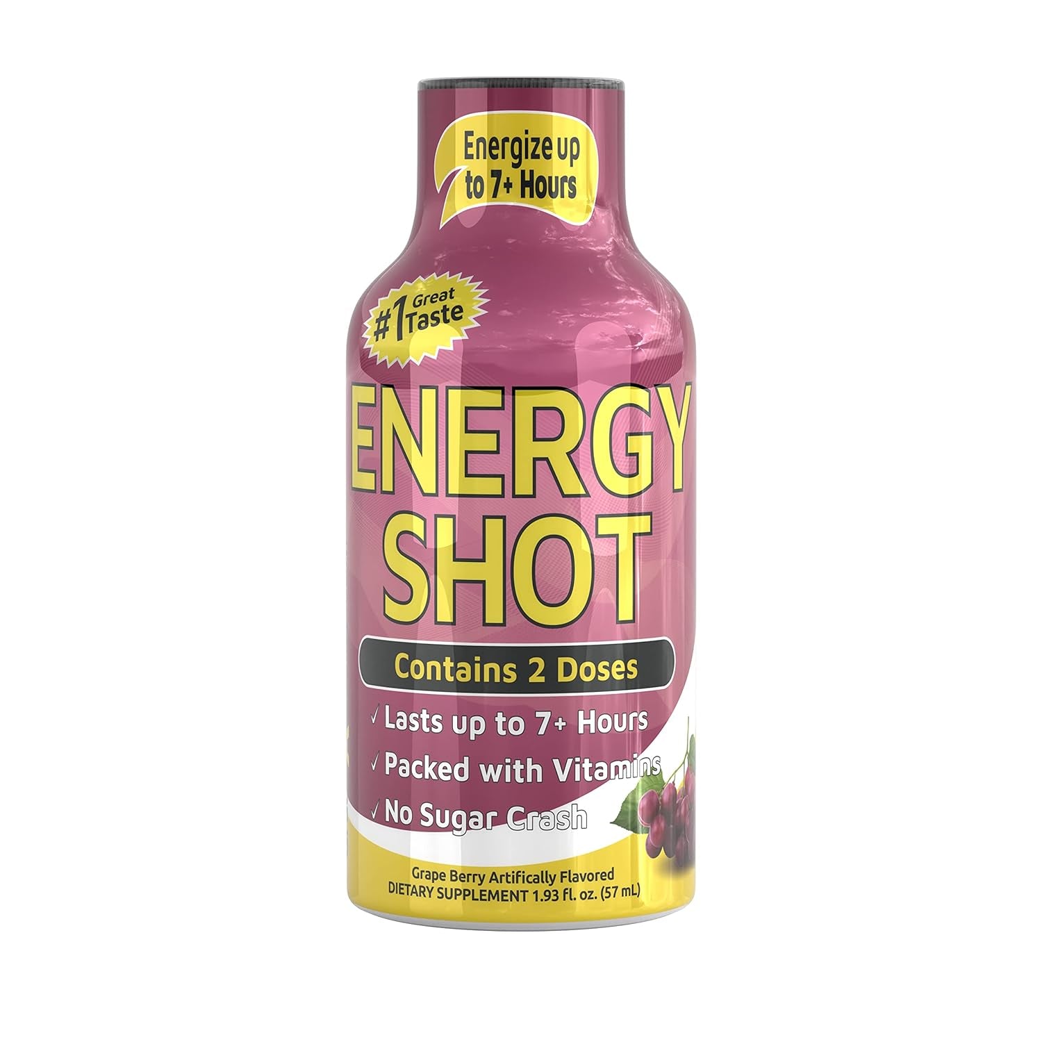 Vitamin Energy Shots, Grape Flavor, up to 7+ Hours of Energy, 1.93 Fl Oz, 12 Count