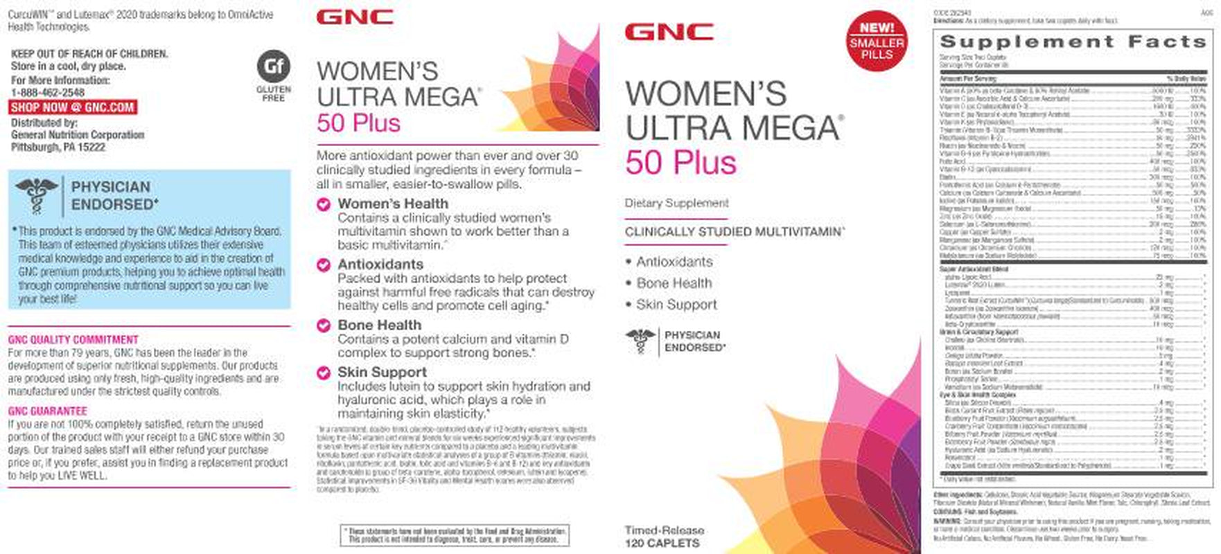 GNC Women'S Ultra Mega 50 plus Multivitamin for Women, 120 Count, Vitamin,