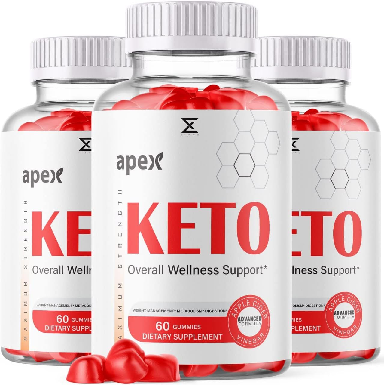 (3 Pack) Apex Keto ACV Gummies - Apex Keto ACV Gummies for Weight Gummy Loss Apex Keto plus Apple Cider Vinegar Advanced Formula Keto plus Wellness Weight Support Pill Supplement Gummies (180 Gummies)