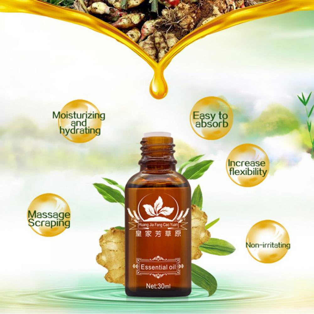 6/10PCS Belly Drainage Ginger Oil, Slimming Tummy Ginger Oil Ginger Oil Lymphatic Drainage Massage, Body Massage Organic Ginger Essential Oil, for Swelling and Pain Relief